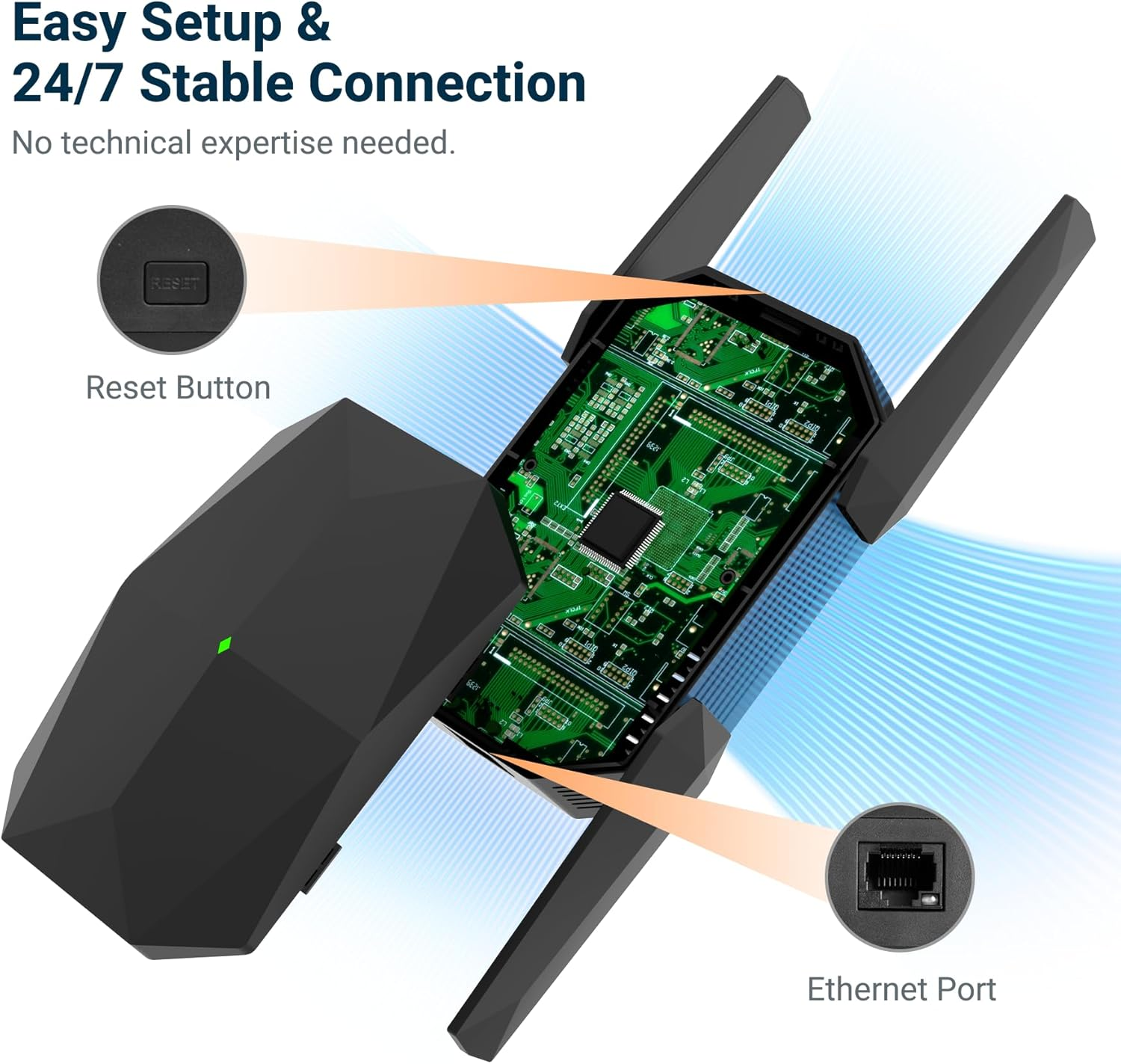 ConnectSphere Wifi 6 Extender Signal Booster, Multi-Link Connectivity Internet Extender Wifi Booster - Image 5