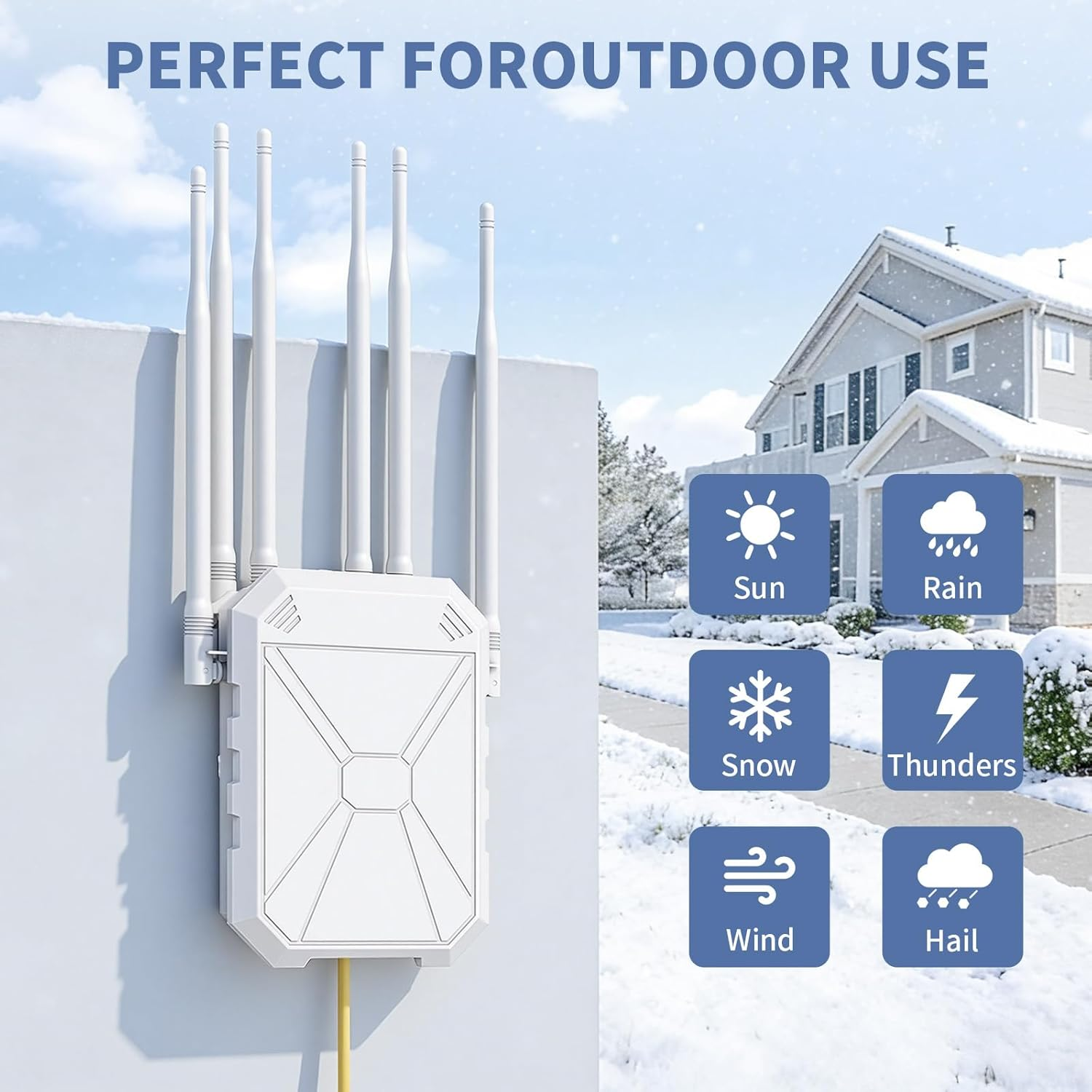 ConnectSphere Outdoor Wifi Extender AX1800, Outdoor High Power Long Range Wifi Booster with 6 Antennas - Image 2