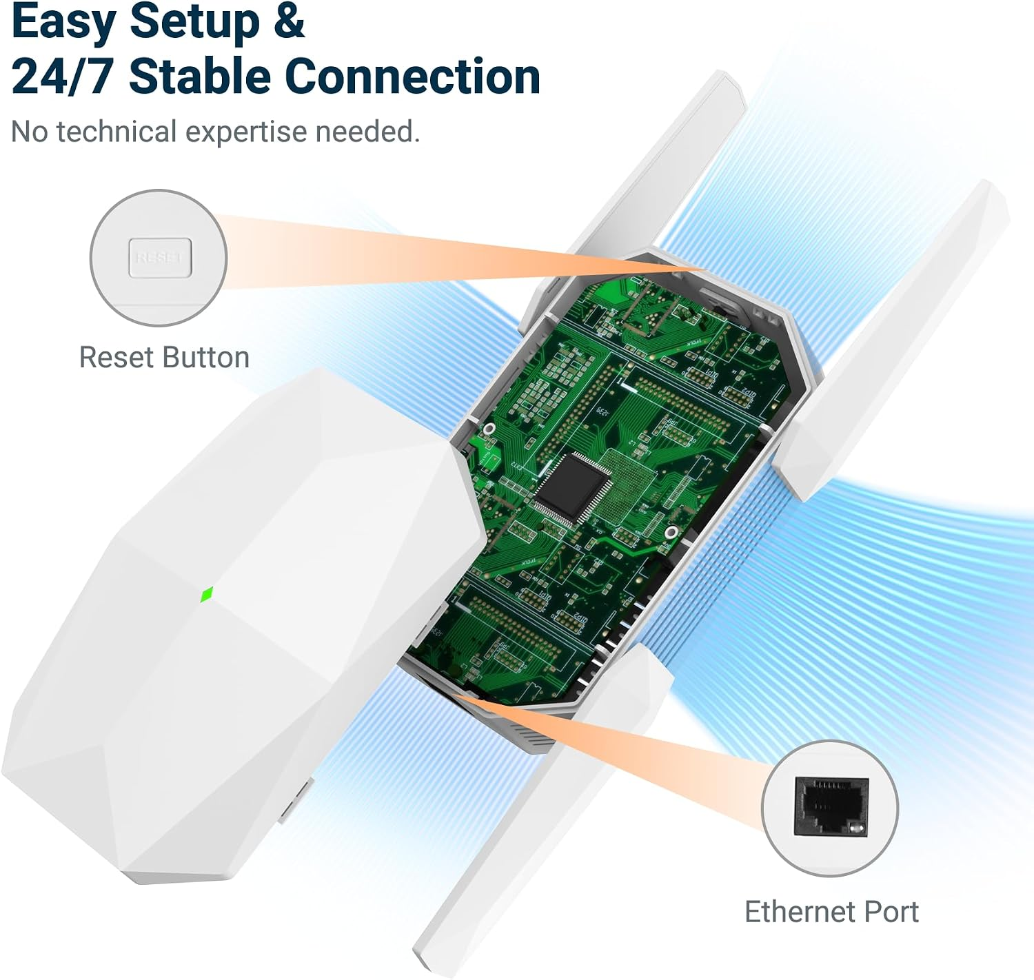 ConnectSphere Wifi 6 Extender Signal Booster, Multi-Link Connectivity Internet Extender Wifi Booster - Image 5